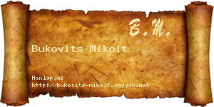 Bukovits Mikolt névjegykártya